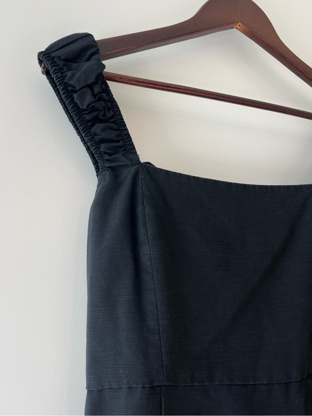 Zara Black Linen-Blend Maxi Dress Lace-Up Tie Back Square Neck Side Slit Medium - Picture 5 of 12